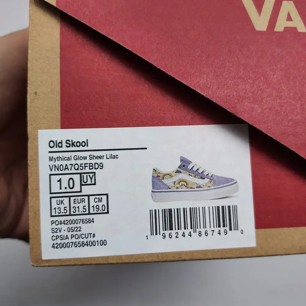 NEW Vans 'Glow In The Dark' Mythical Unicorns Glow Sheer Lilac Size 1 - Picture 8 of 9